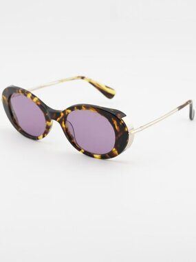 Max Mara MALIBU10 MM0080 53Y Sunglasses Blonde Havana Oval Frame, Violet Lenses